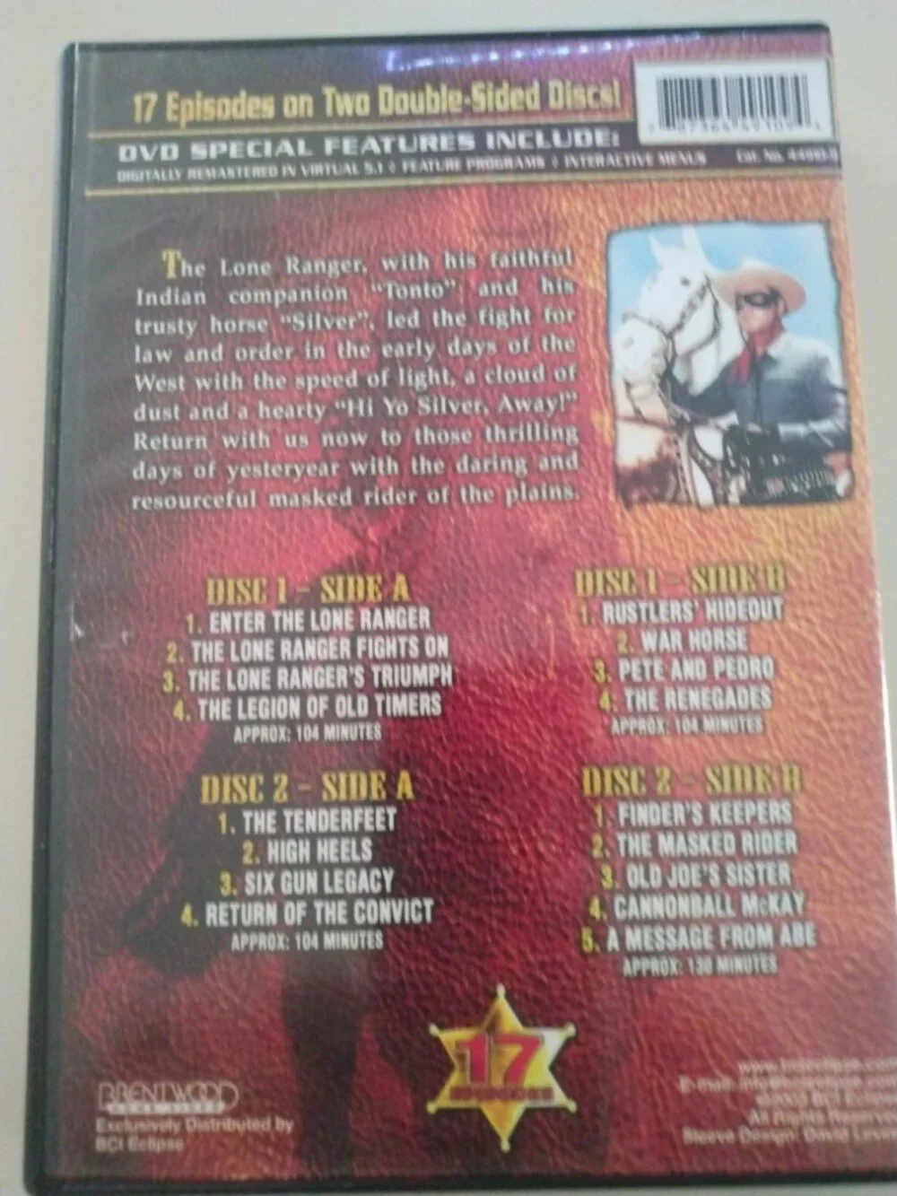 The Lone Ranger 17 episode DVD Series 1949-1957
